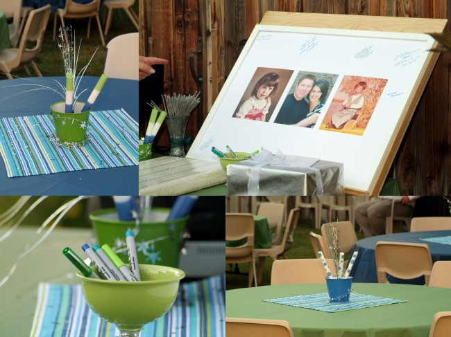 green and blue wedding tables